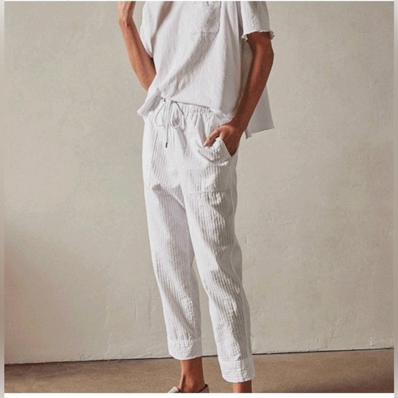 Standard James Perse White Ankle Cropped Seersucker 100% Cotton size 3 Large - Picture 1 of 10